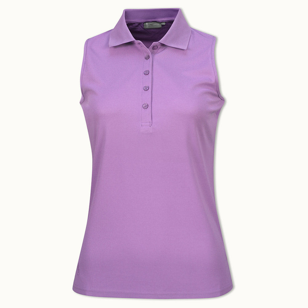 Glenmuir Ladies Sleeveless Pique Polo with Stretch in Amethyst
