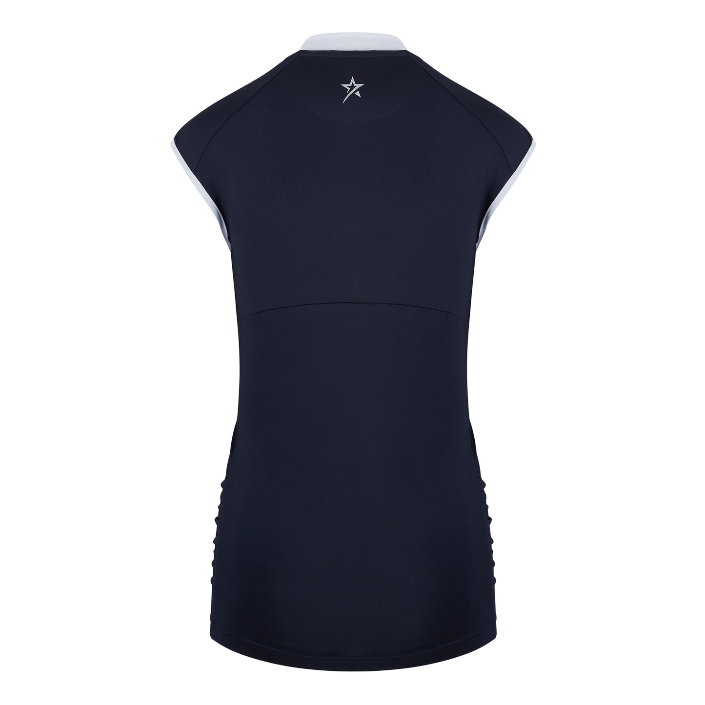 Swing Out Sister Ladies Cap Sleeve Polo with Ruched detail in Navy Blazer