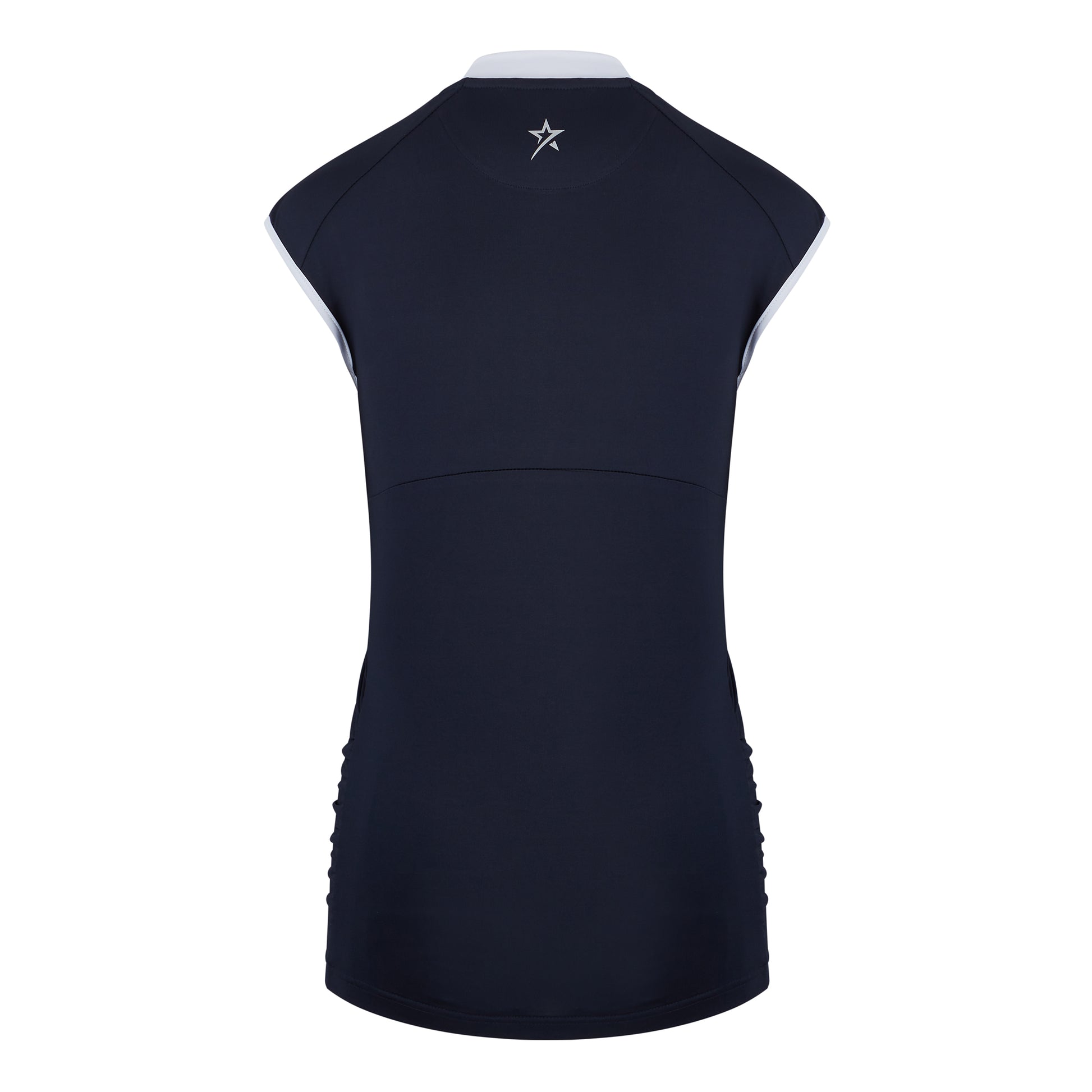 Swing Out Sister Ladies Cap Sleeve Polo with Ruched detail in Navy Blazer