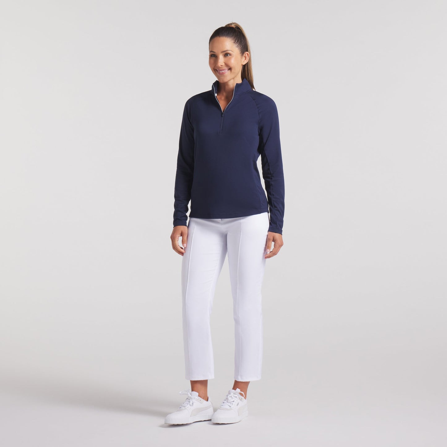 Puma Golf Ladies Zip-Neck Top in Deep Navy