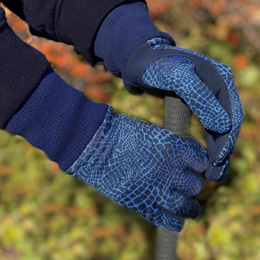 Surprizeshop Ladies Polar Stretch Thermal Glove in Navy Snakeskin Print