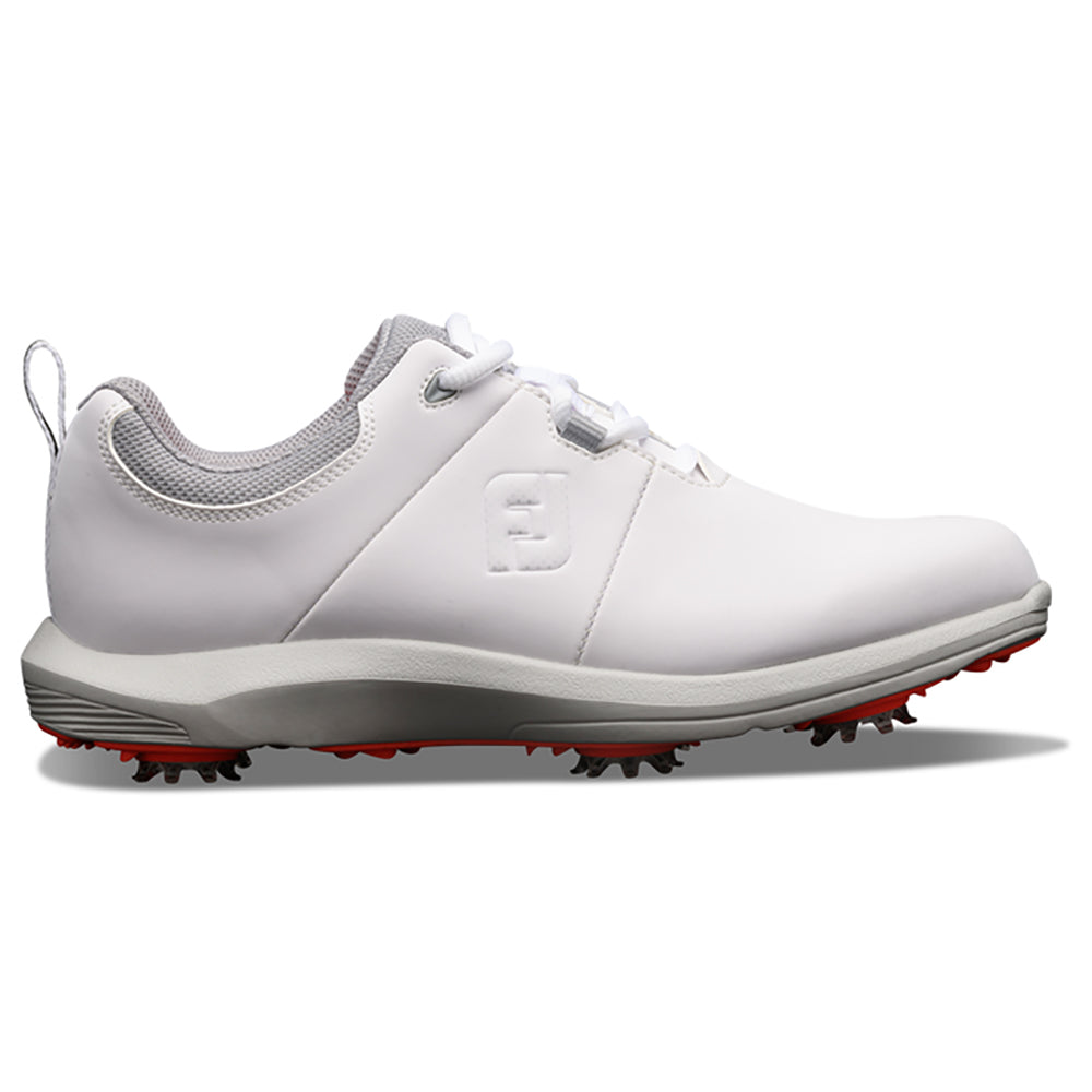 FootJoy Ladies eComfort Waterproof Golf Shoes in White & Grey with Softspikes