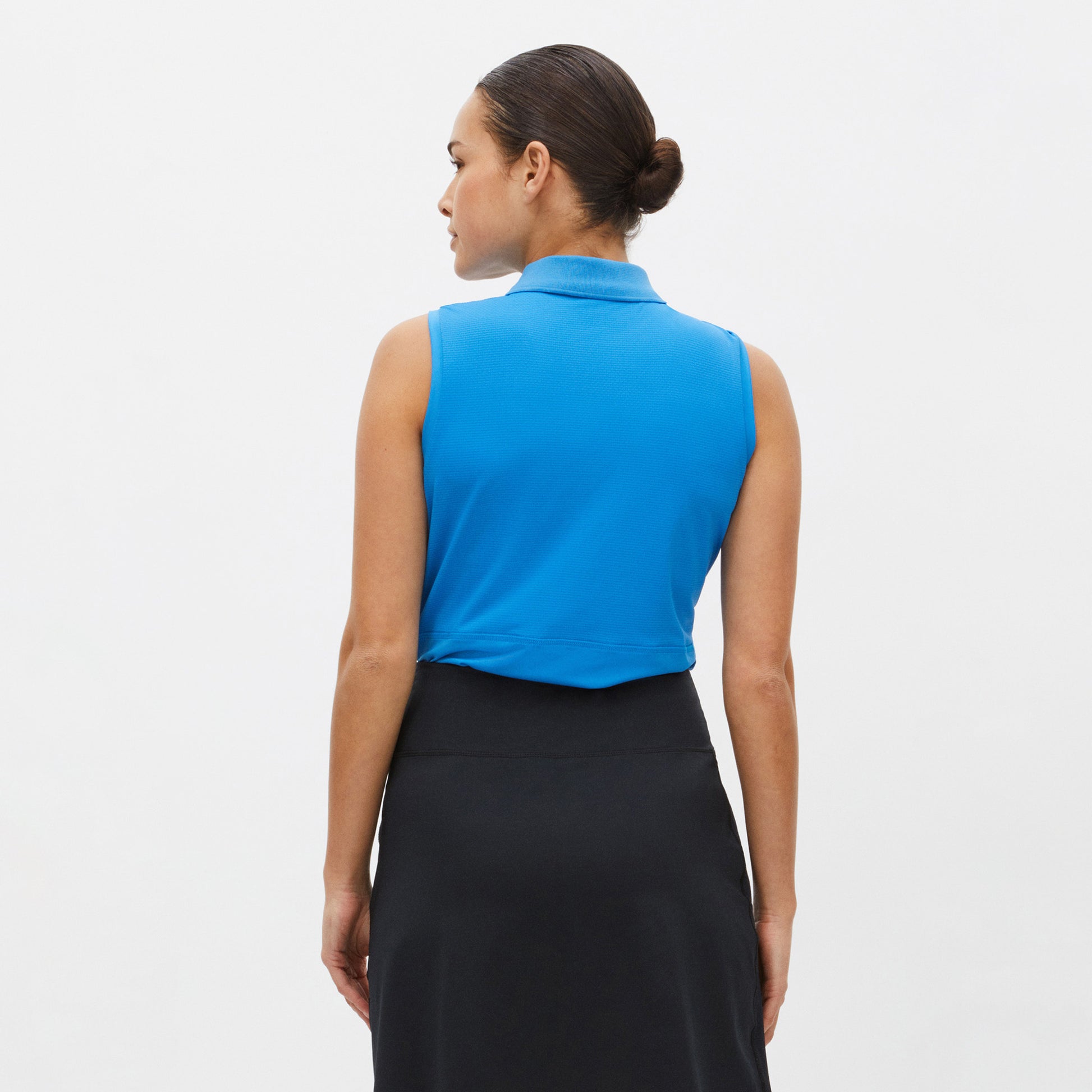 Rohnisch Ladies Sleeveless Polo with Textured Panels in French Blue - Last One Large Only Left