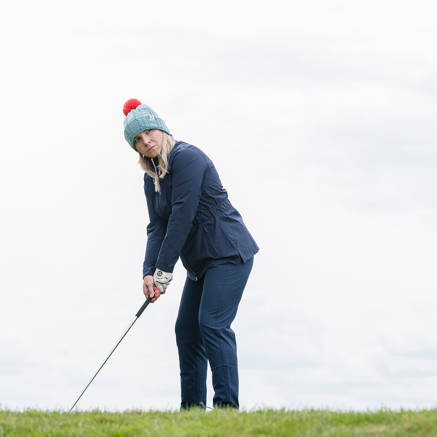 FootJoy Ladies Lightweight Waterproof Jacket with Elasticated Waistband in Navy