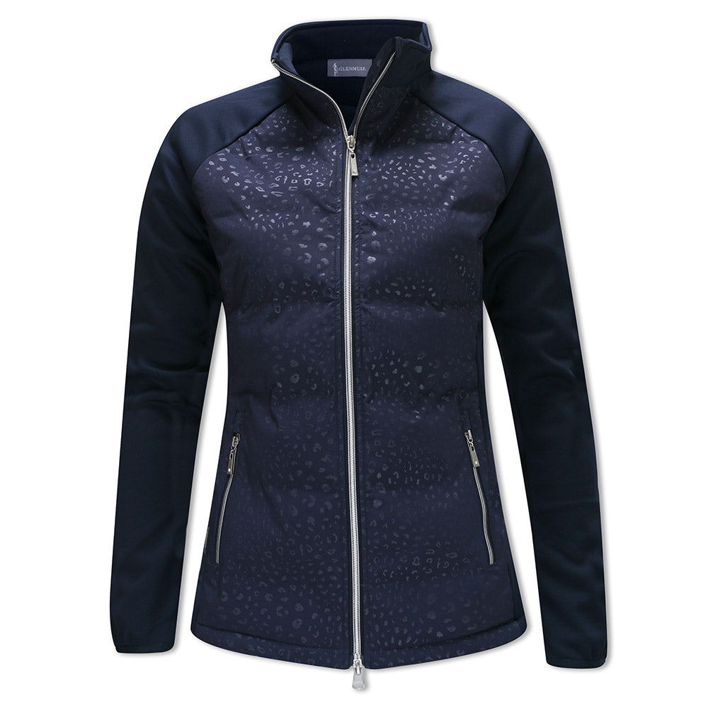 Glenmuir Ladies Water Repellent Hybrid Jacket in Navy Animal Print