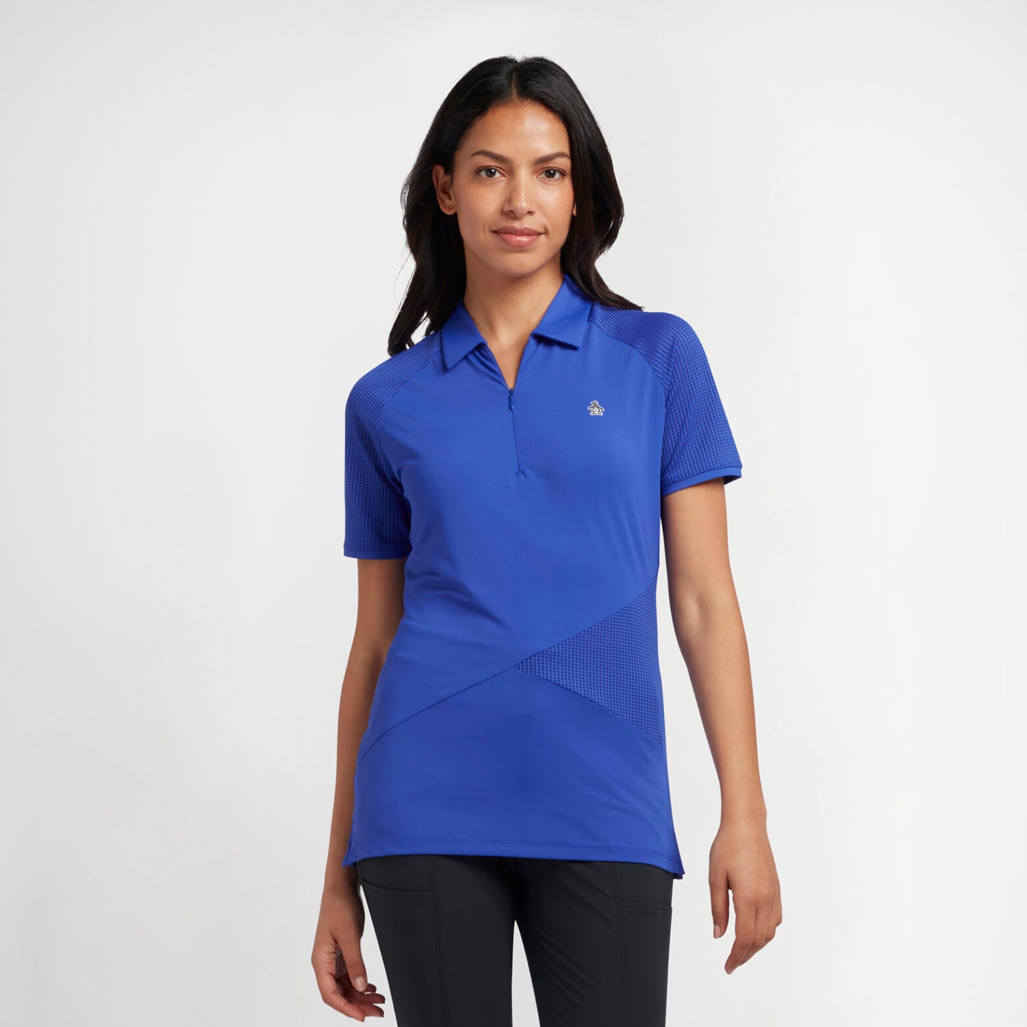 Original Penguin Ladies Short Sleeve Polo with Mesh Detail in Bluing