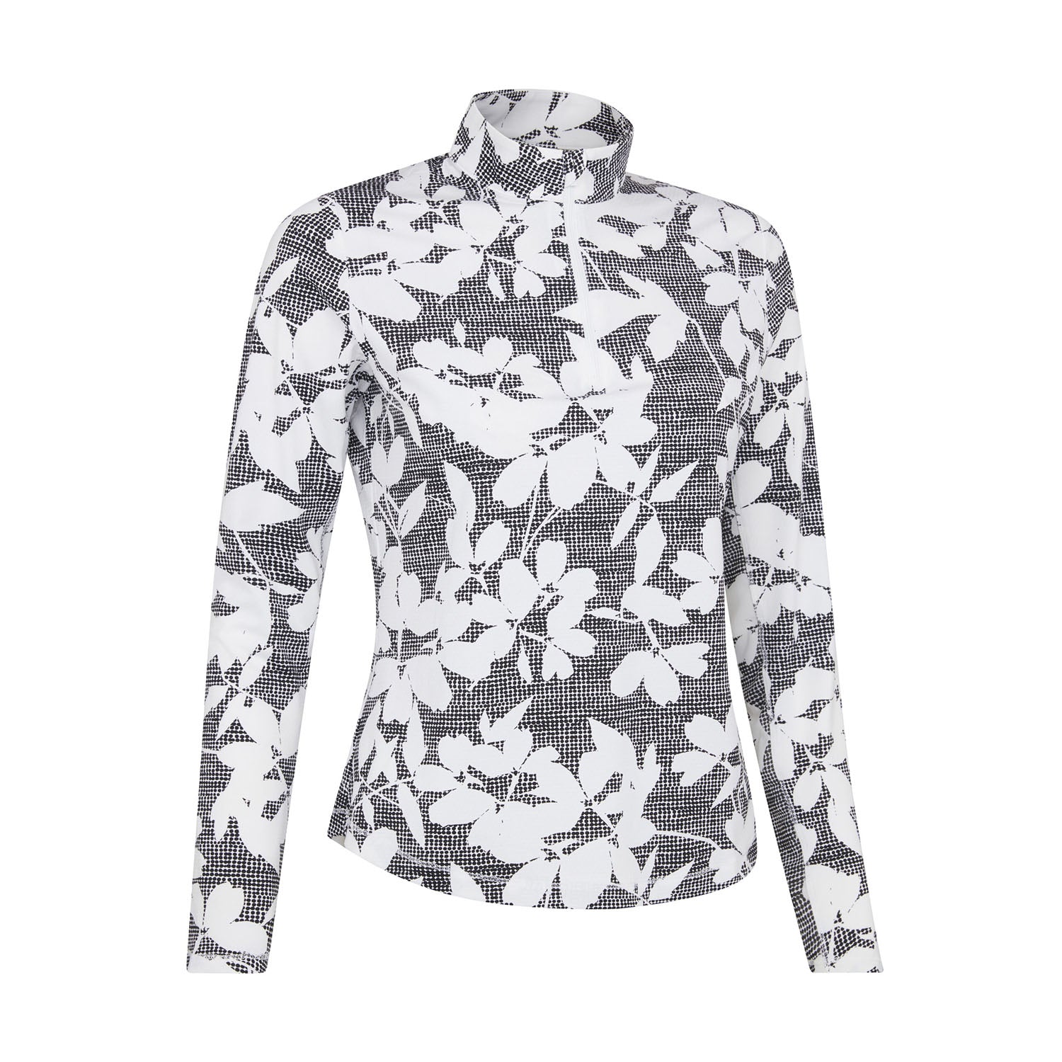 Callaway Ladies Golf Top in Black and White Abstract Floral Print