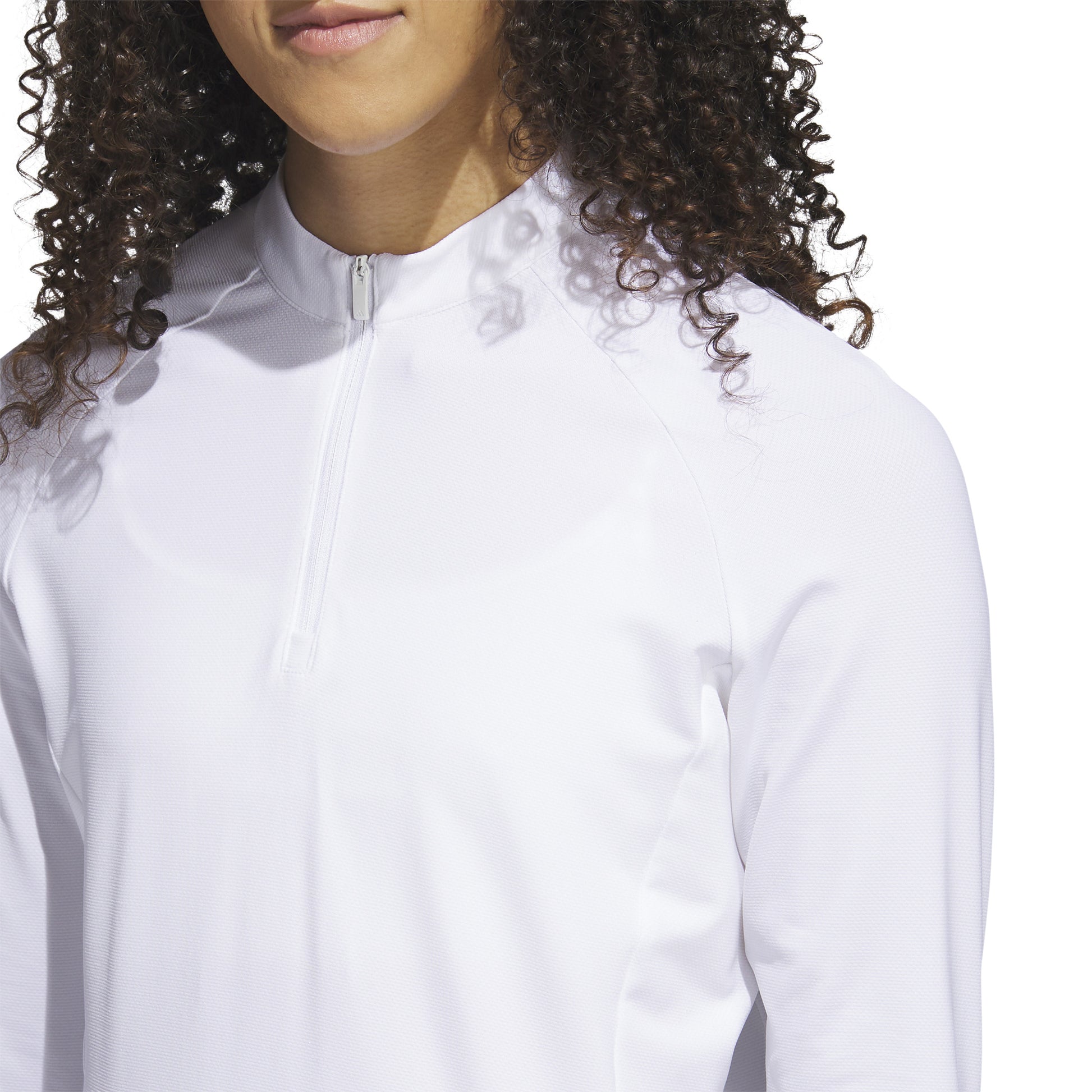 adidas Ladies Long Sleeve Zip-Neck Golf Top in White