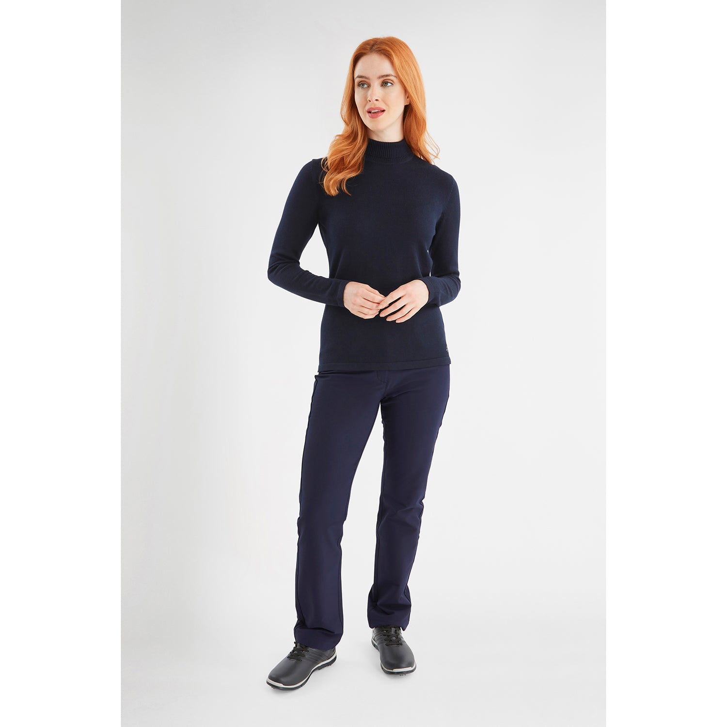 Green Lamb Ladies Cashmere Mix Roll Neck in Navy