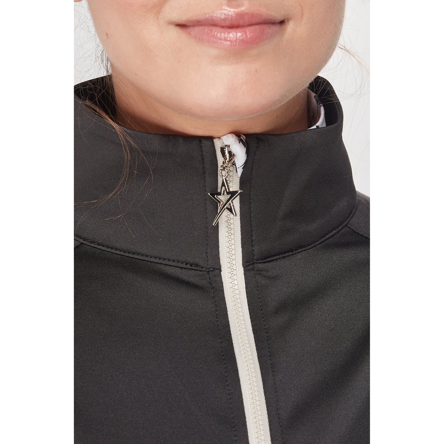 Swing Out Sister Womens 1/4 Zip Top with Print Contour Panels