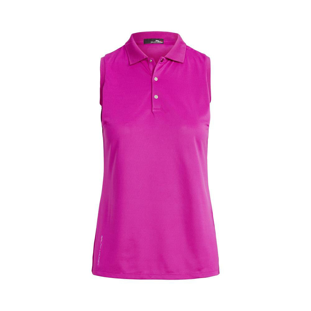 Ralph Lauren Ladies Sleeveless Pique Polo in Bright Pink - Last One Large Only Left
