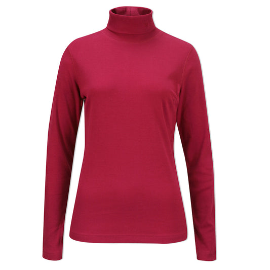 Daily Sports Ladies Long Sleeve Cotton-Rich Roll Neck in Plum - Last One XL Only Left