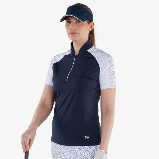 Galvin Green Women's Refined Zip-Neck Navy Polo with Contemporary Contrast Design