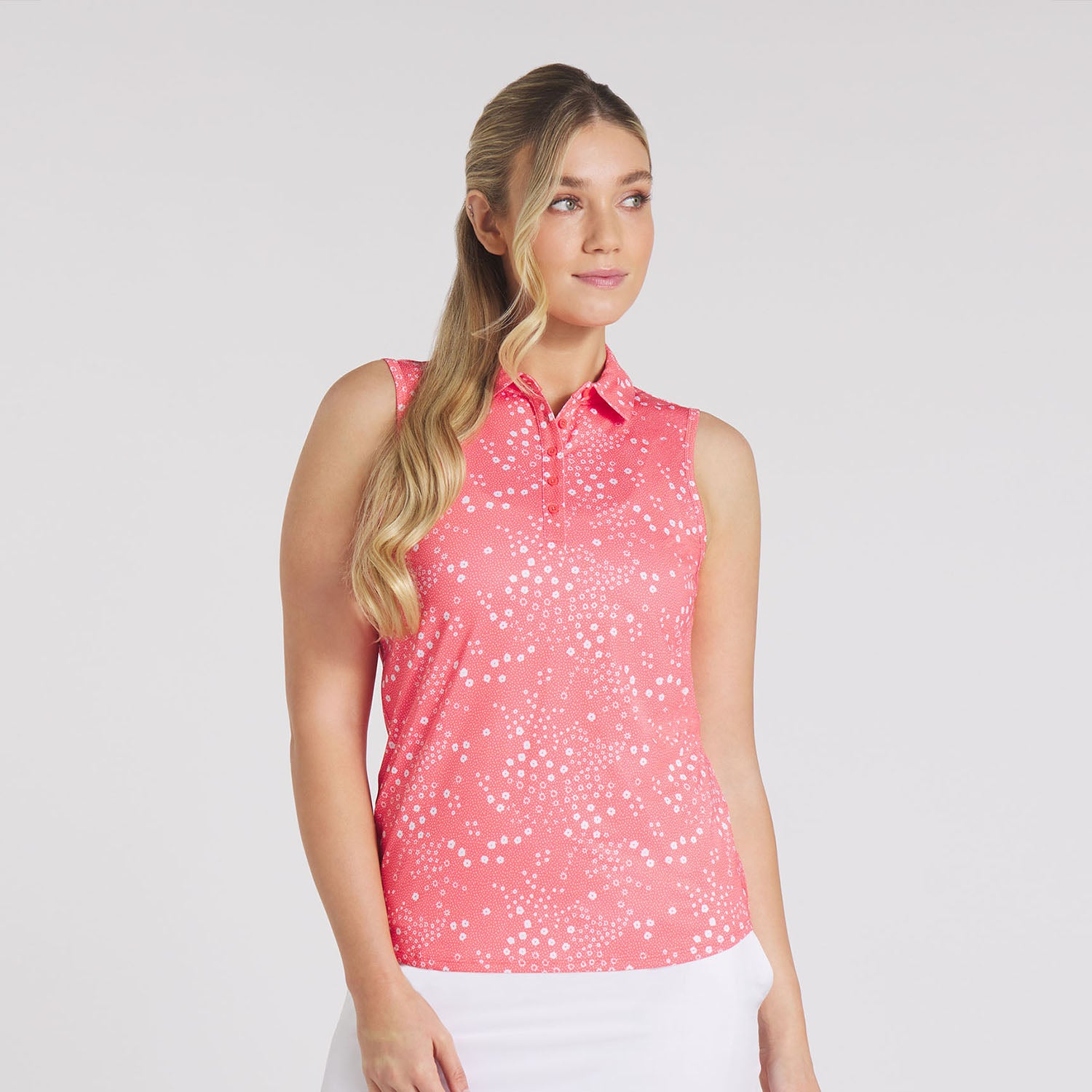 Puma Ladies Ditsy Print Sleeveless Golf Polo