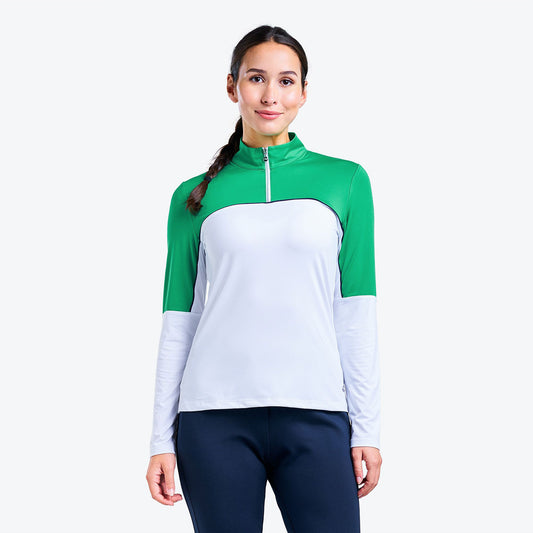 Nivo Ladies Half Zip Long Sleeve Colour Block Top