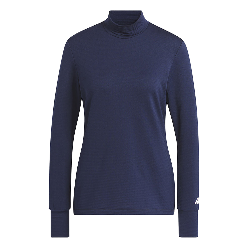 adidas Ladies Long Sleeve Golf Top with Mock Neck in Collegiate Navy