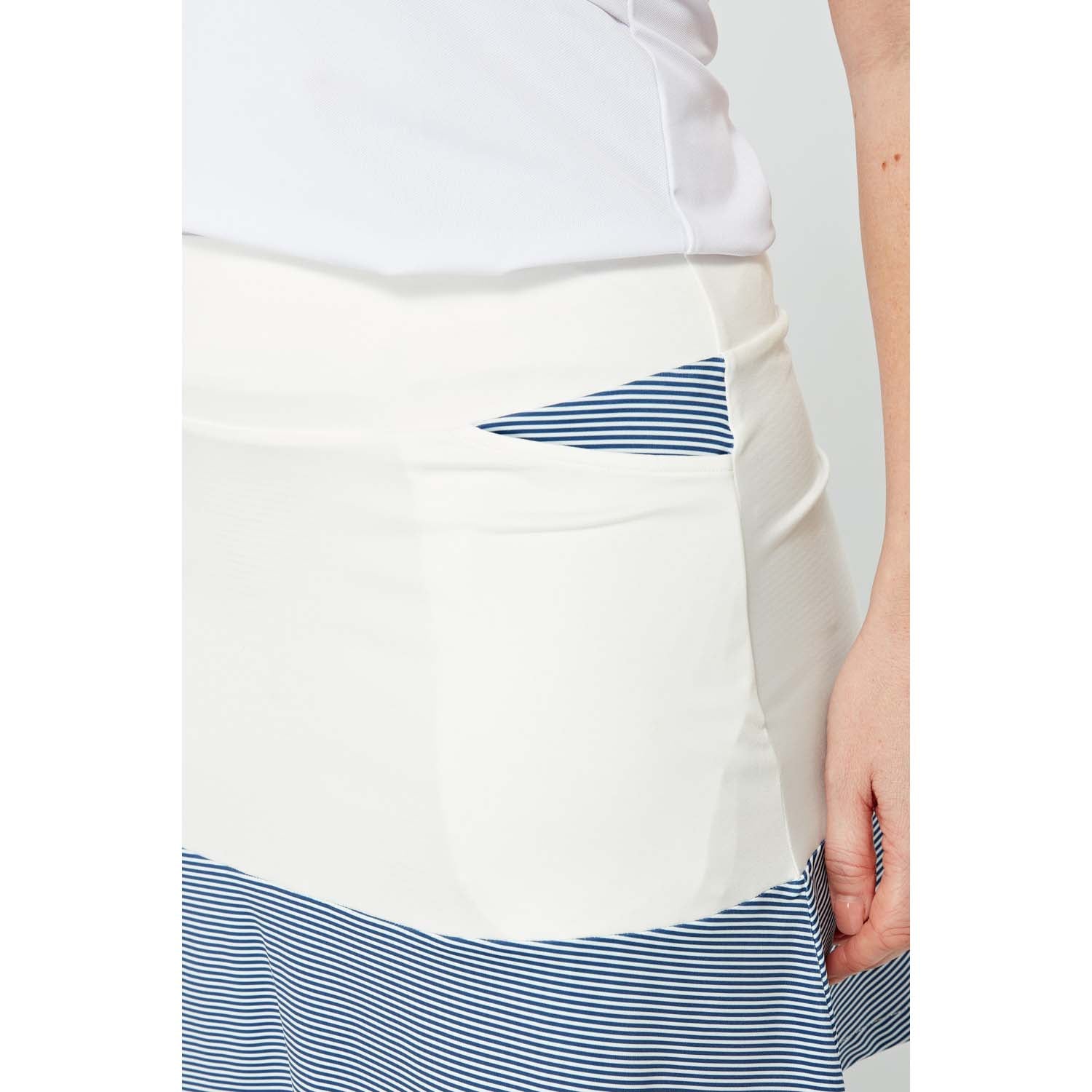 Swing Out Sister Women's ELITE Pull-On Skort in Navy and White Stripe