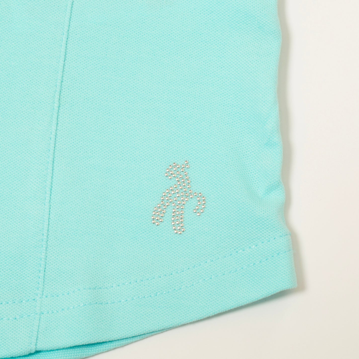 Green Lamb Ladies Sleeveless Polo with Scalloped Collar in Aqua