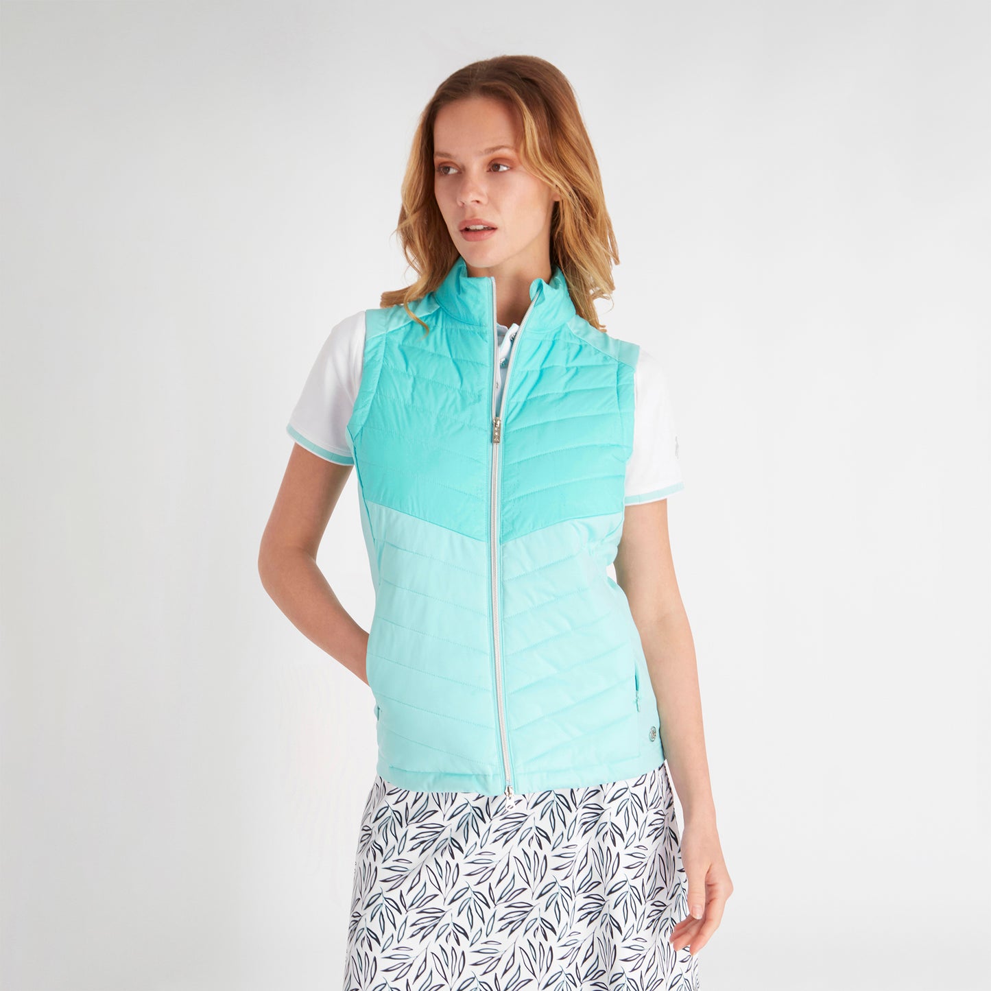 Green Lamb Ladies Lightweight Front Quilted Aqua Gilet