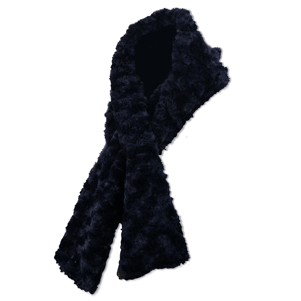 Green Lamb Fun Faux-Fur Scarf in Navy