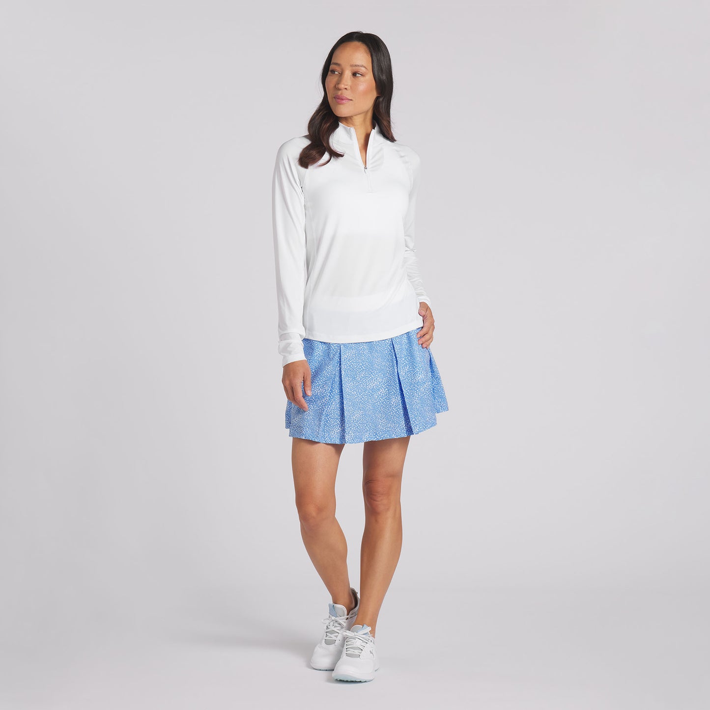 Puma Women's YOU-V 1/4 Zip Top with UPF 50+ in White Glow