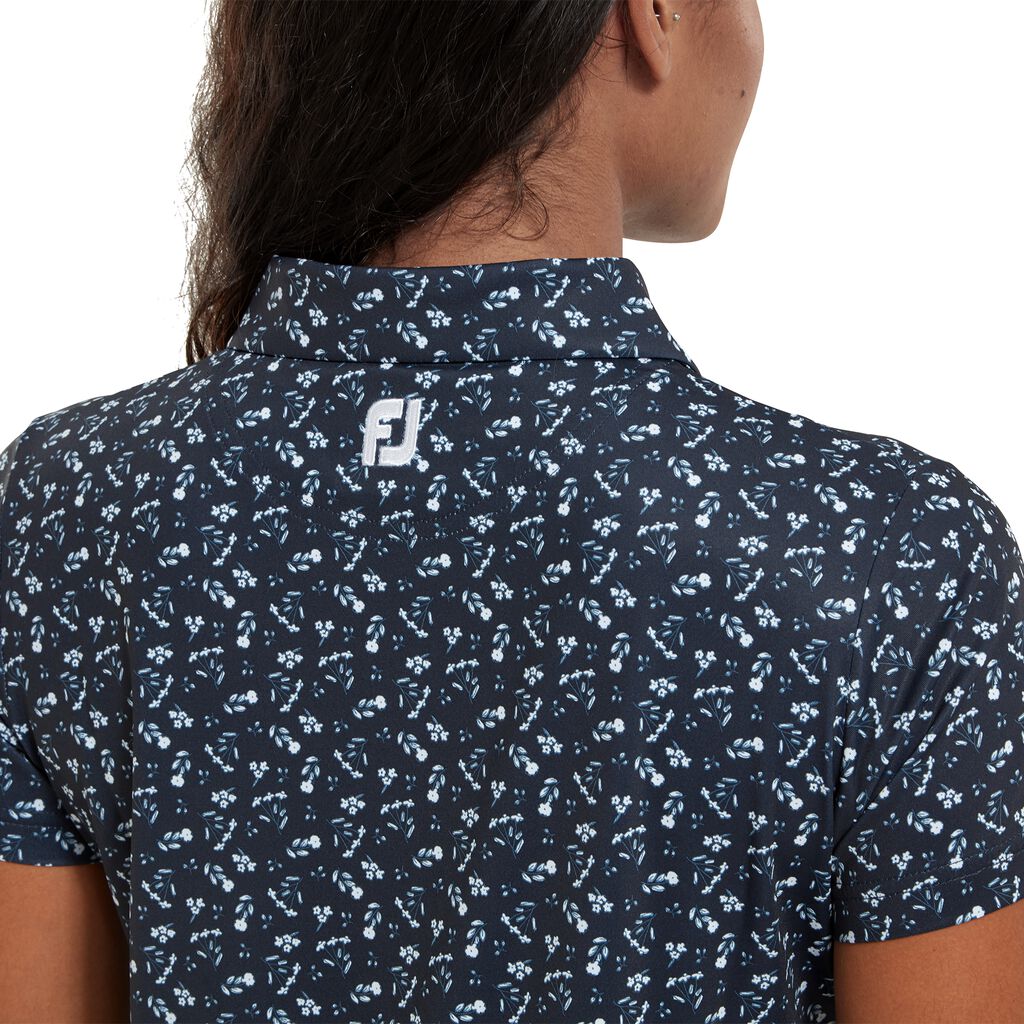 FootJoy Women's Floral Print Polo in Navy & White