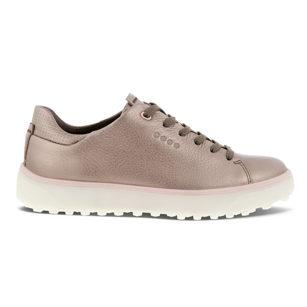 ECCO Ladies Leather Golf Shoe in Warm Grey