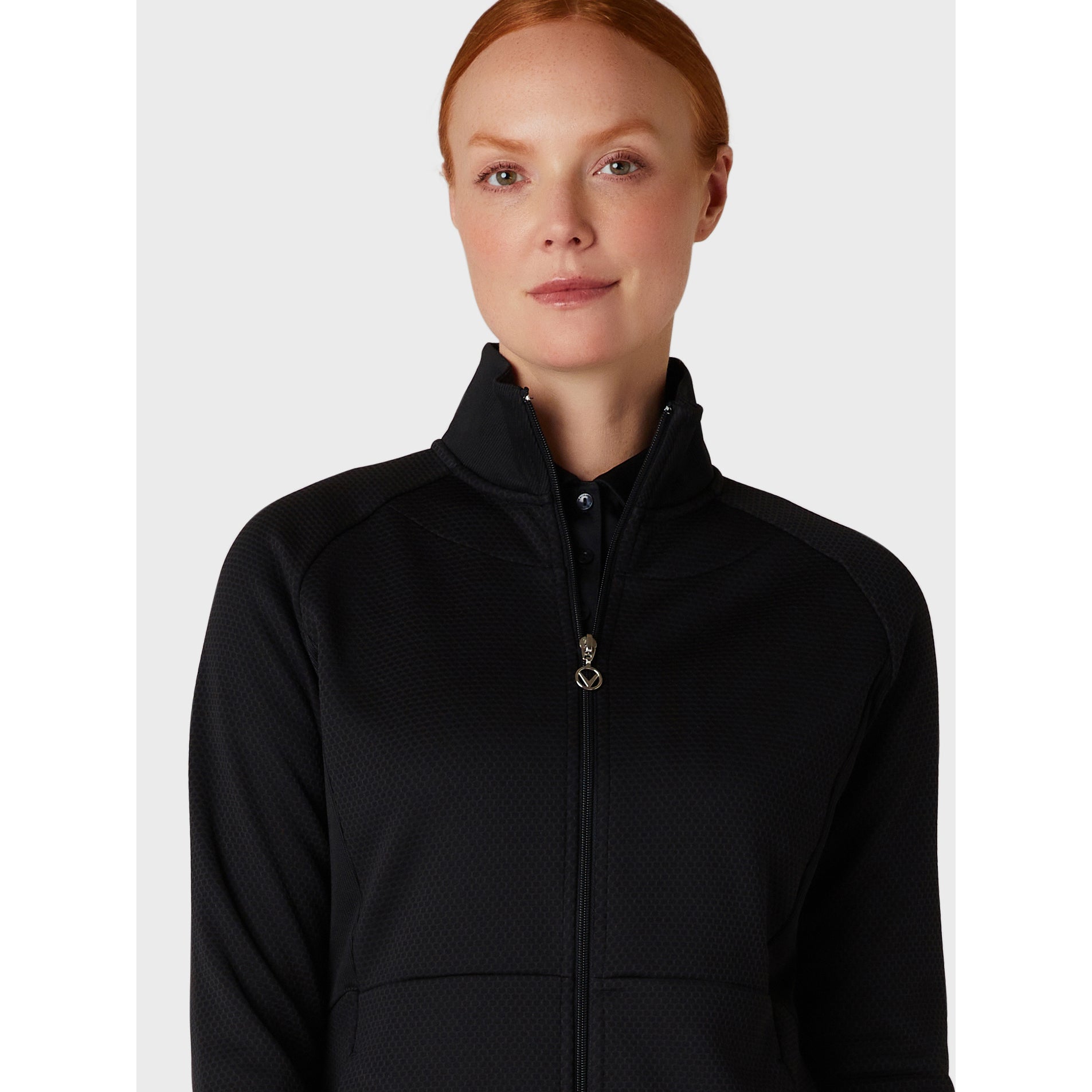 Callaway Ladies Hexagon Lightweight Fleece Golf Jacket in Caviar