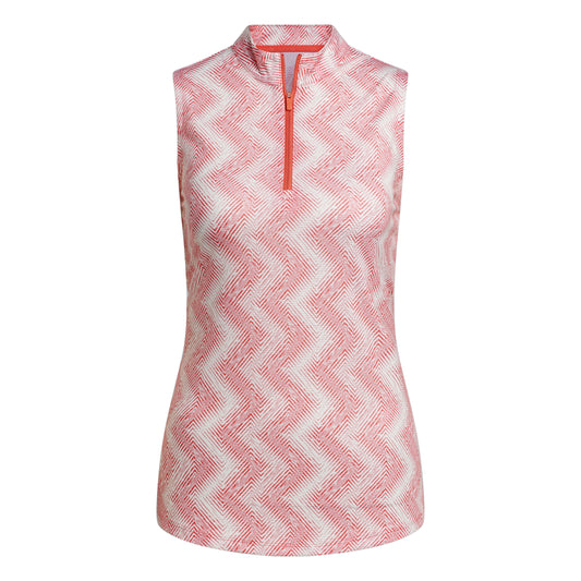 adidas Ladies Sleeveless Golf Polo with Abstract Zig-Zag Print - Last One Medium Only Left