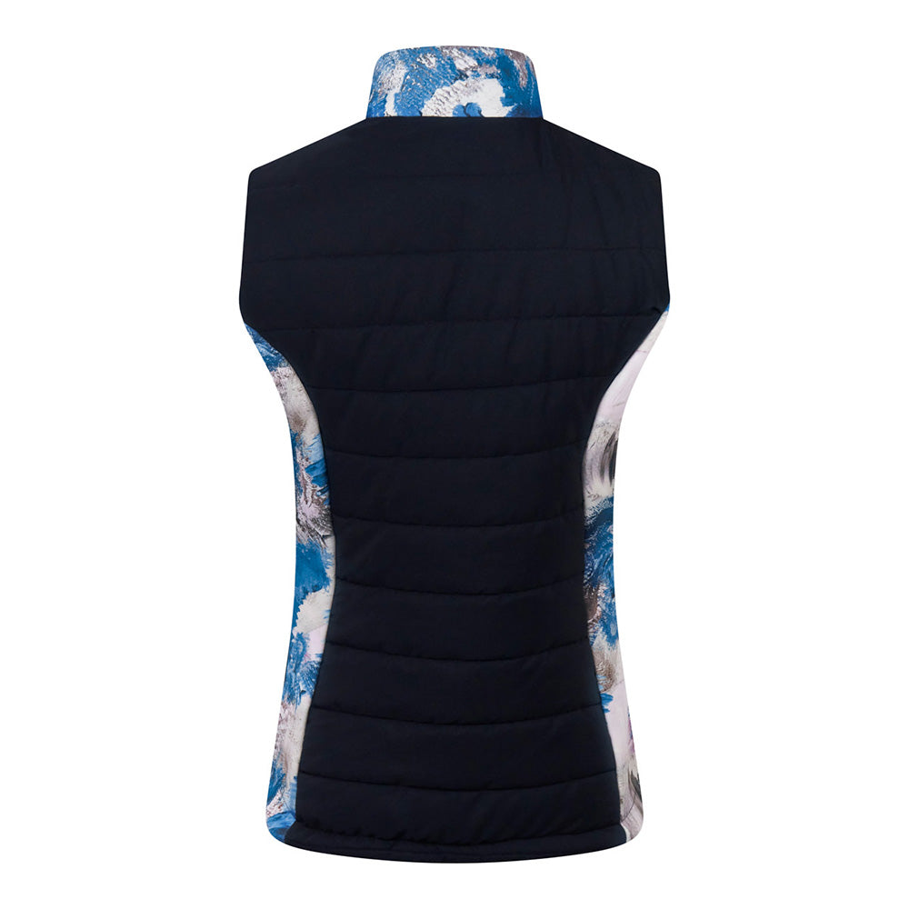 Pure Golf Ladies Patterned Gilet in Navy and Stone Canvas Print