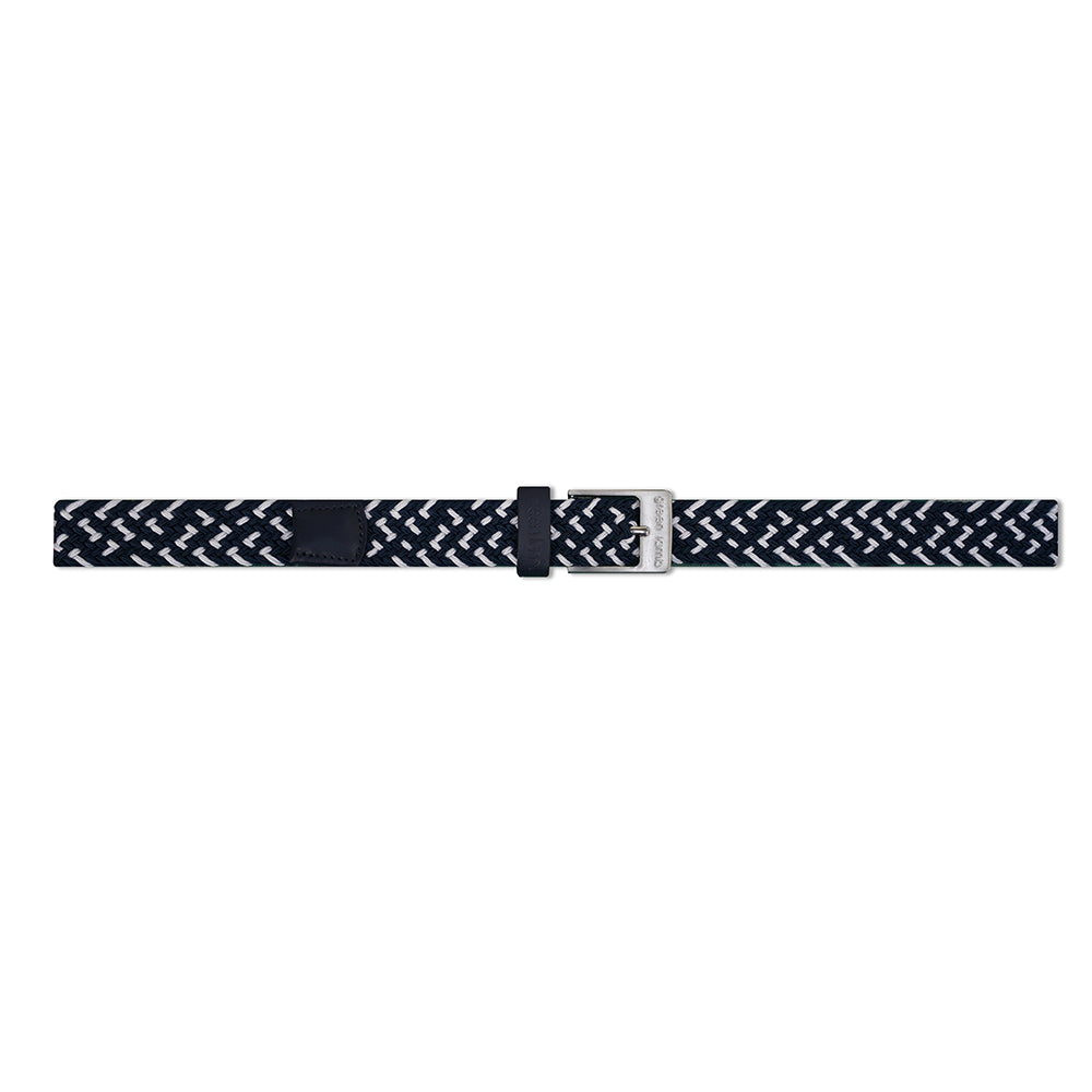 Green Lamb Ladies Elasticated Braided Stretch Belt in Navy Blue & White