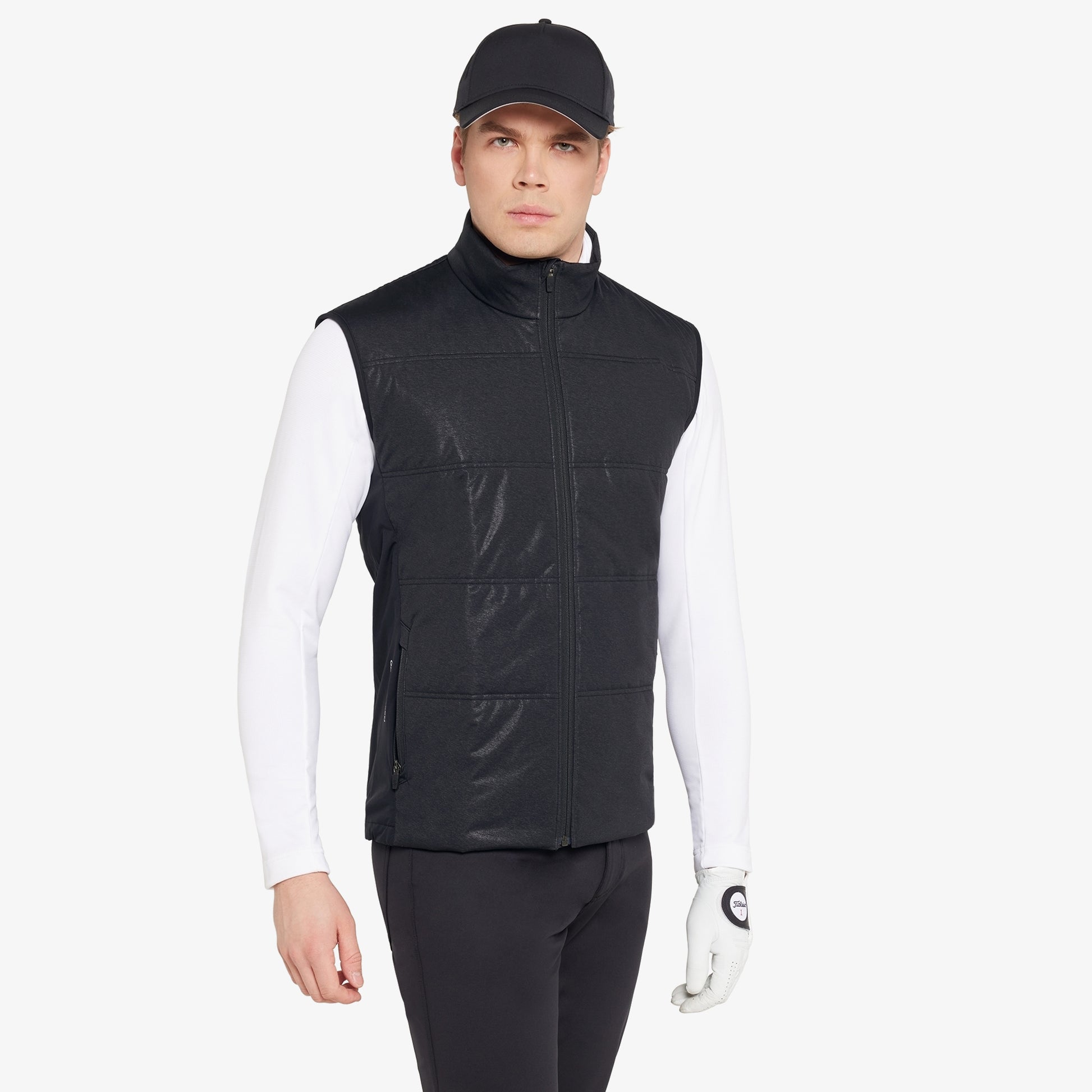 Galvin Green Mens Quilted Hybrid Gilet with Water Repellent Finish in Black