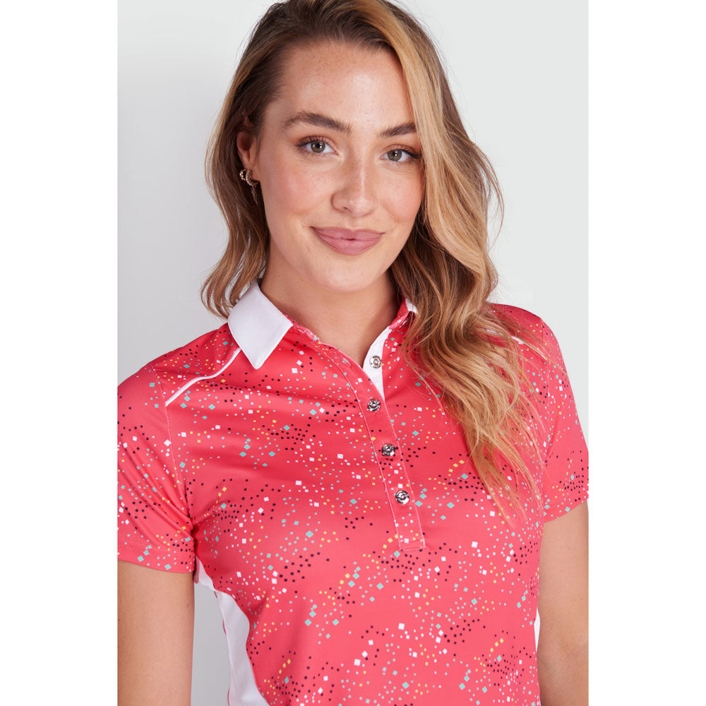 Green Lamb Ladies Short Sleeve Strawberry Diamonds Print Polo - Last One Size 10 Only Left