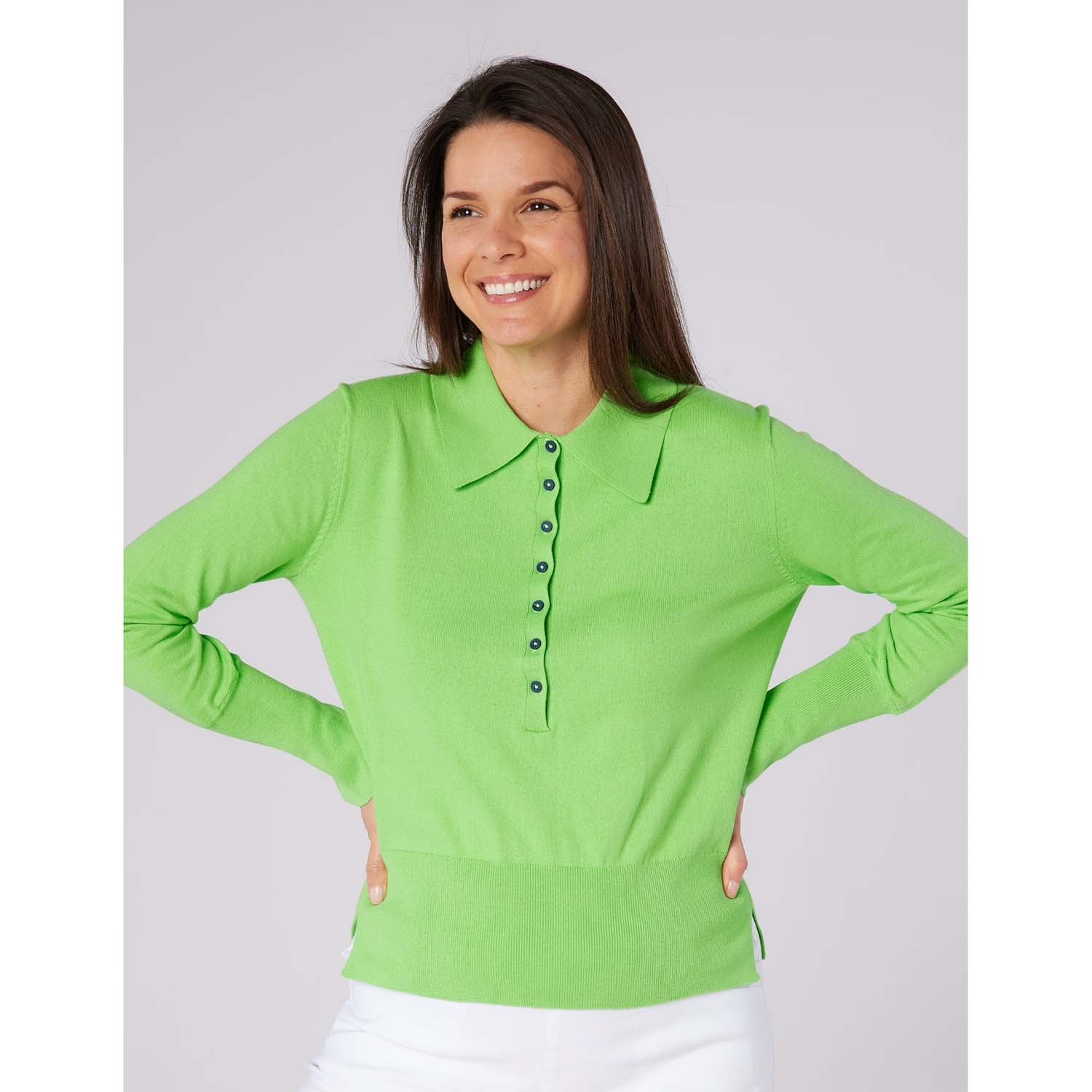 Swing Out Sister Ladies Sophisticated Knit with Elegant Button Detail