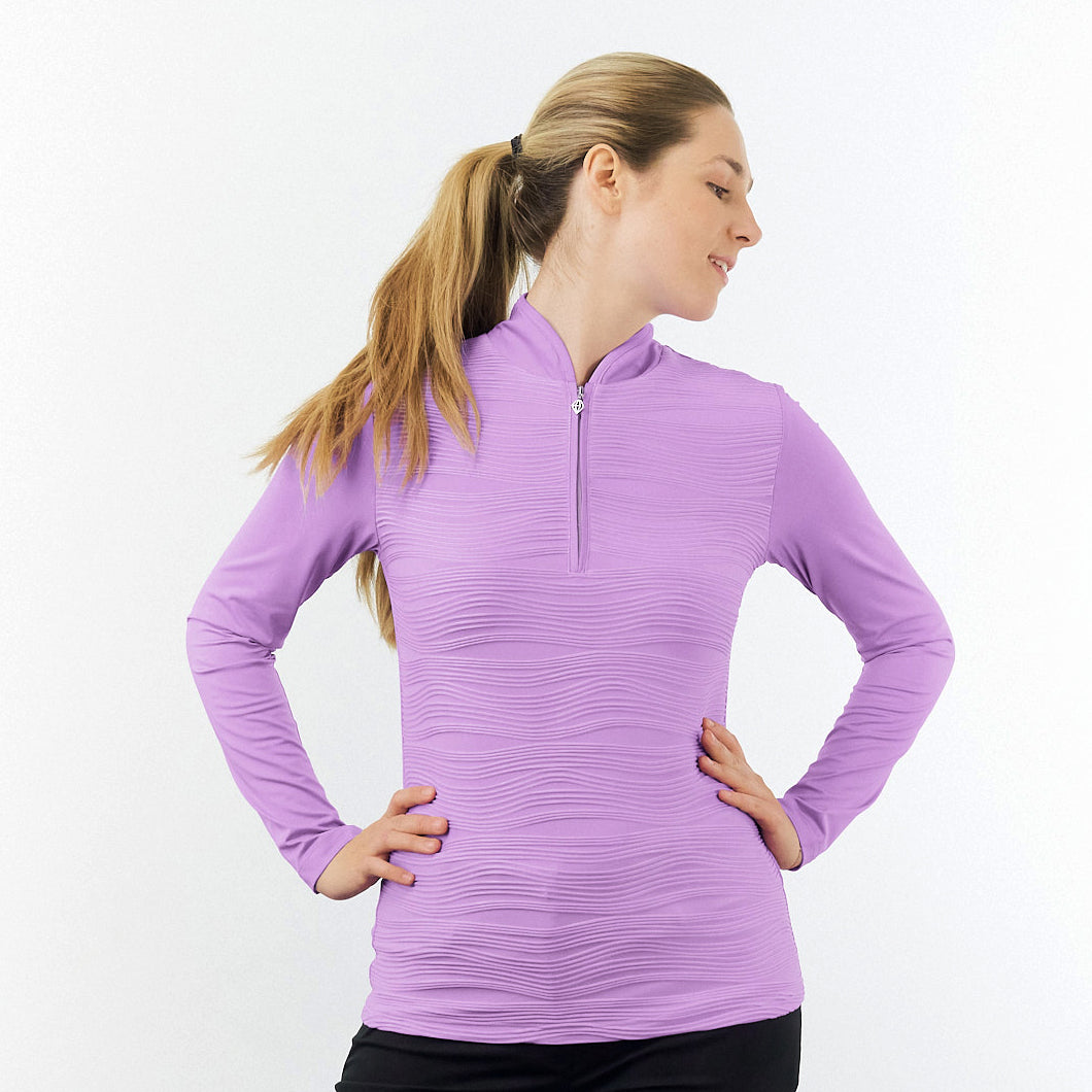 Pure Ladies Textured Long Sleeve Top in Lilac