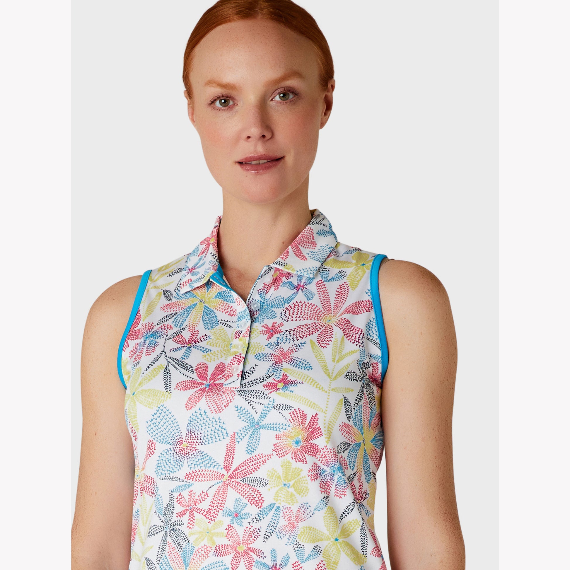 Callaway Ladies Floral Chevron Print Sleeveless Golf Polo