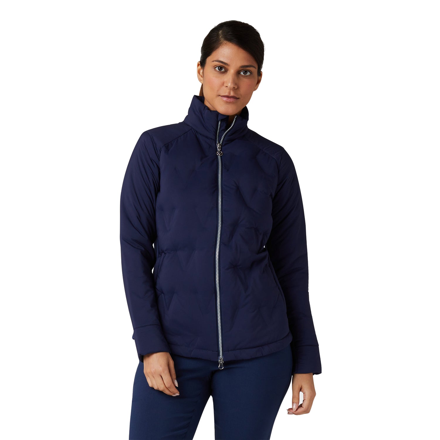 Callaway Ladies Quilted Chevron Jacket in Navy Blue