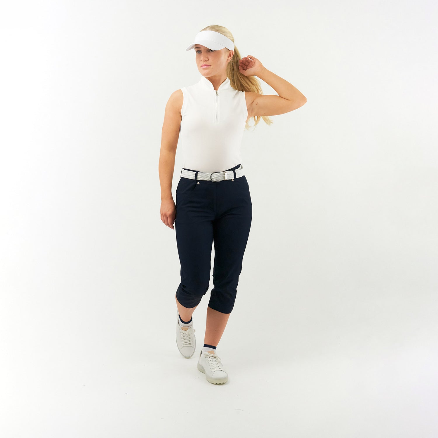 Surprizeshop Ladies Elasticated Braided Stretch Golf Belt in White