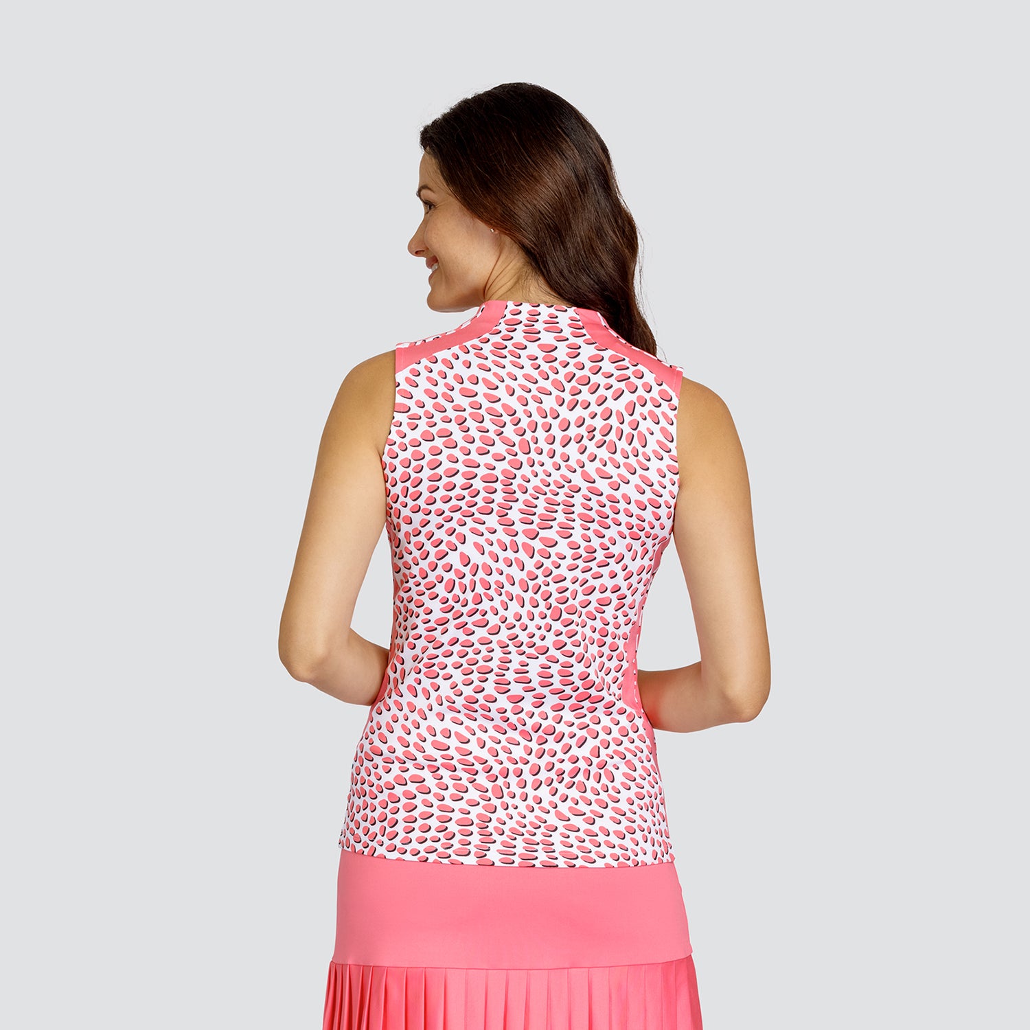 Tail Ladies Speckled Print Sleeveless Funnel Neck Golf Top - Last One Medium Only Left