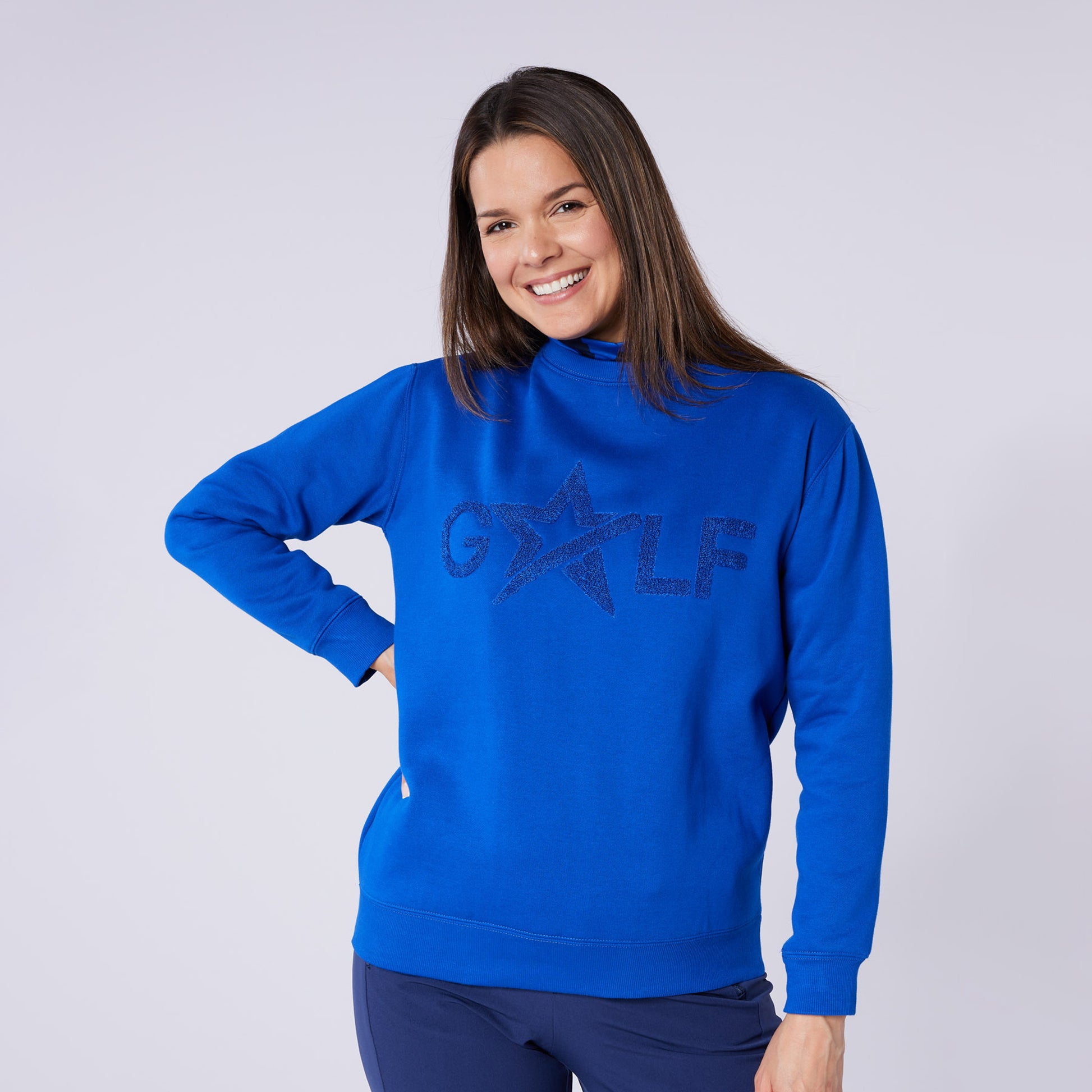 Swing Out Sister Ladies Brushed-Backed Embossed Golf Sweatshirt