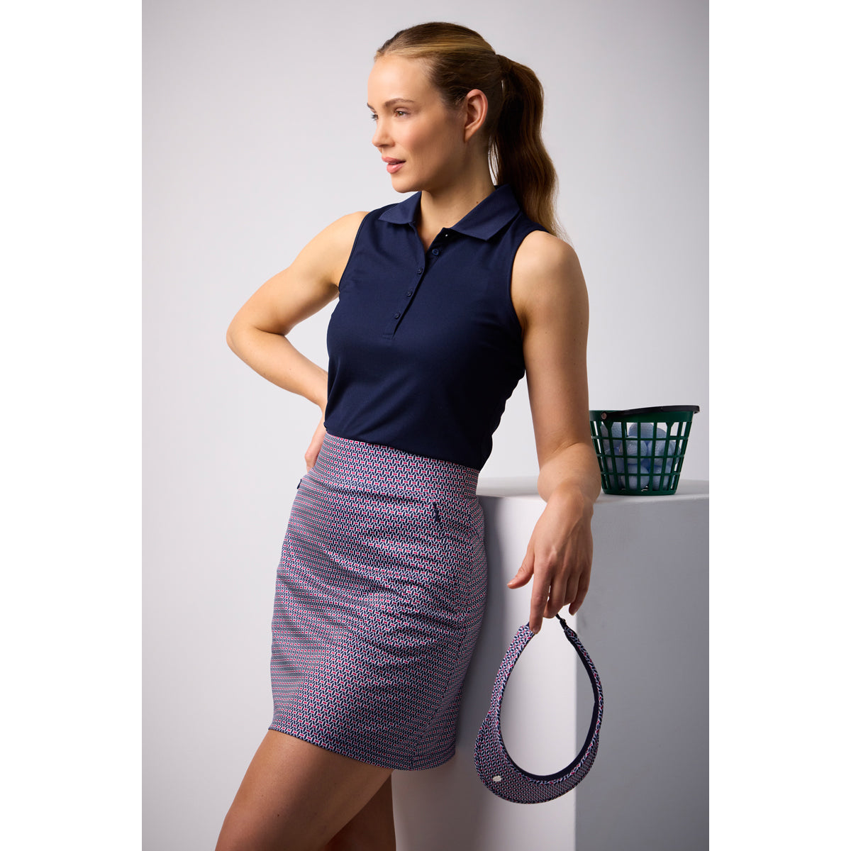 Glenmuir Ladies Navy Pull-On Skort - Chic Design & Whisper-Light Performance for Refined On-Course Comfort