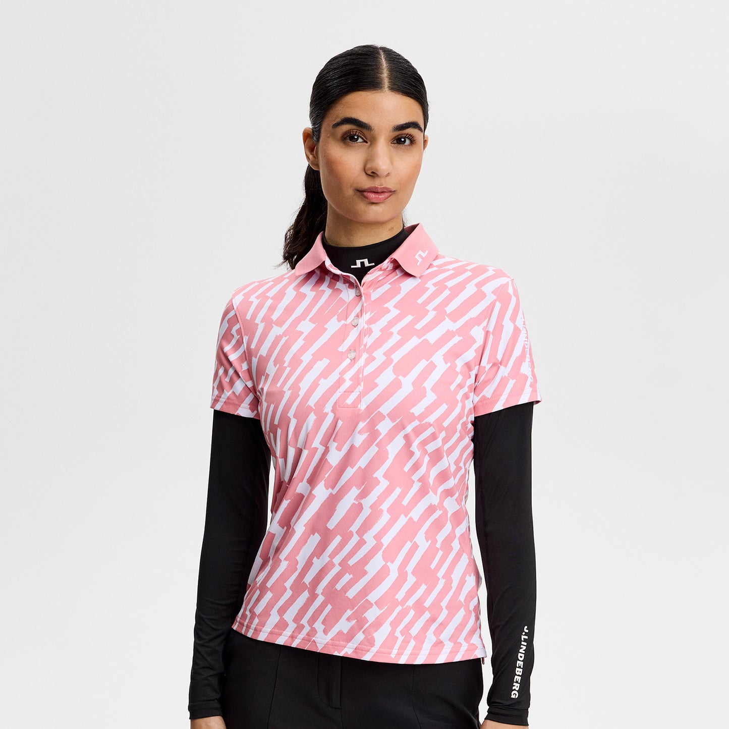 J.Lindeberg Ladies Tour Tech Printed Polo - Feminine Performance with Effortless On-Course Style