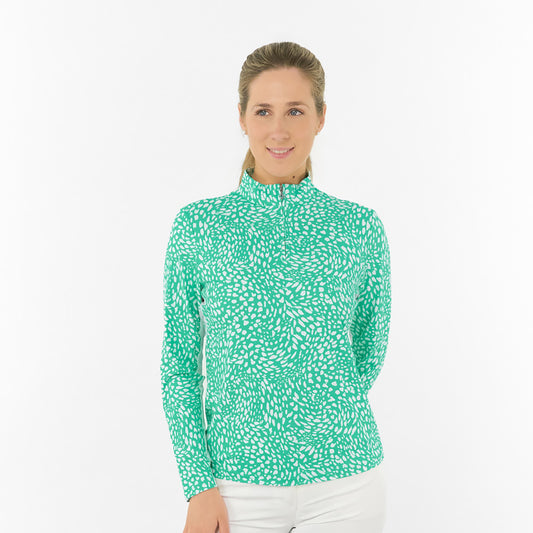 Pure Ladies Long Sleeve Golf Top with Mesh Panels for Breathable Comfort & Sleek Style