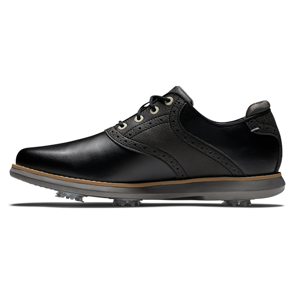 FootJoy Ladies Traditions Wide Fit Waterproof Golf Shoe with Softspikes in Black