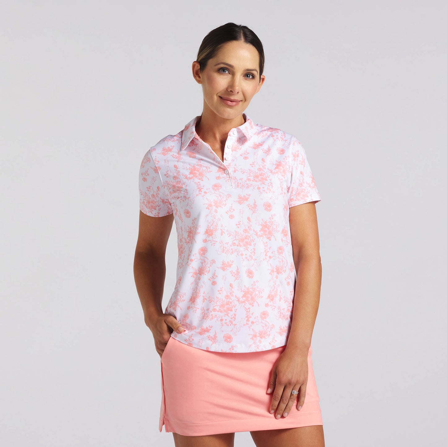 Puma Golf Ladies Short Sleeve Toile Print Polo