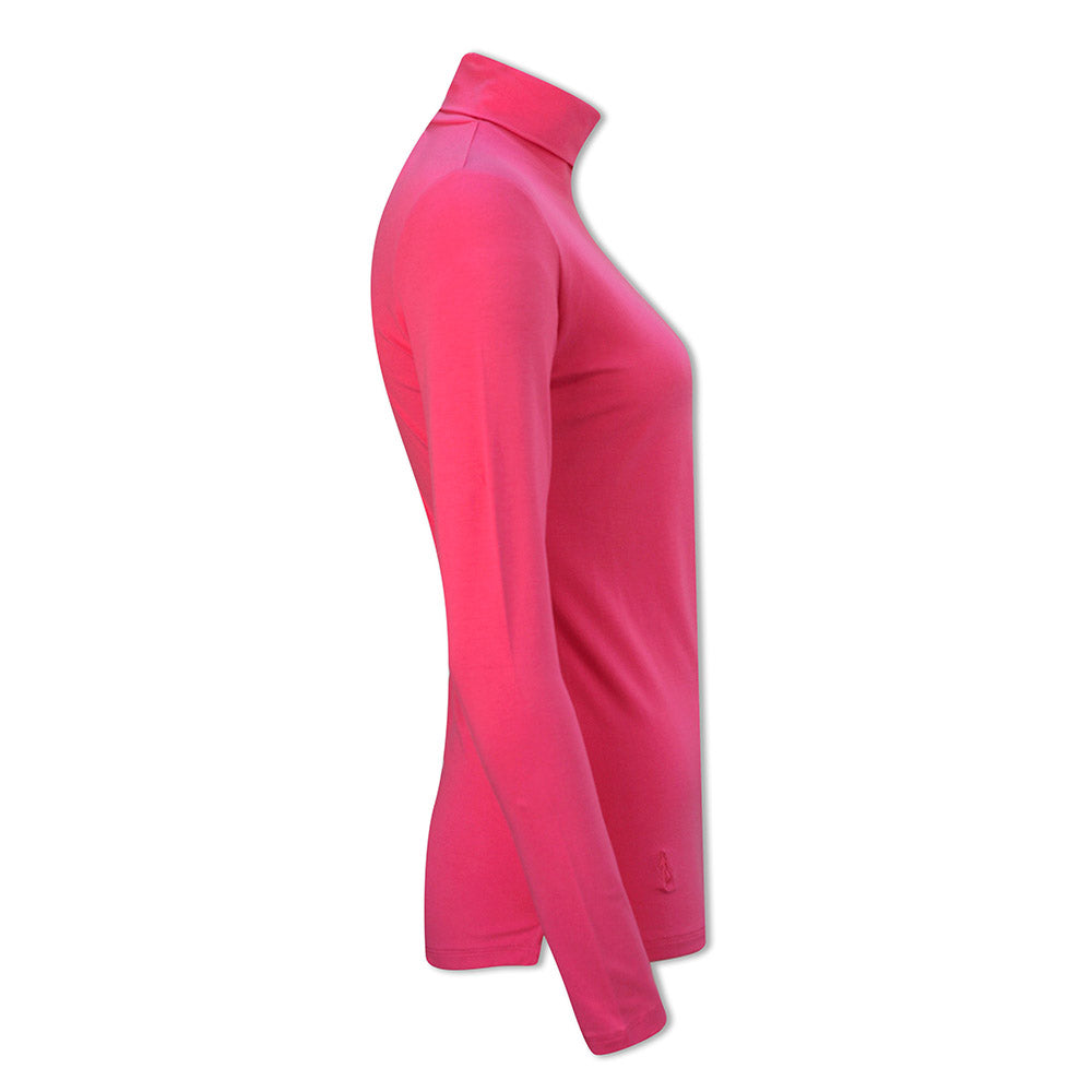 Glenmuir Ladies Long-Sleeve Cotton Roll Neck in Hot Pink