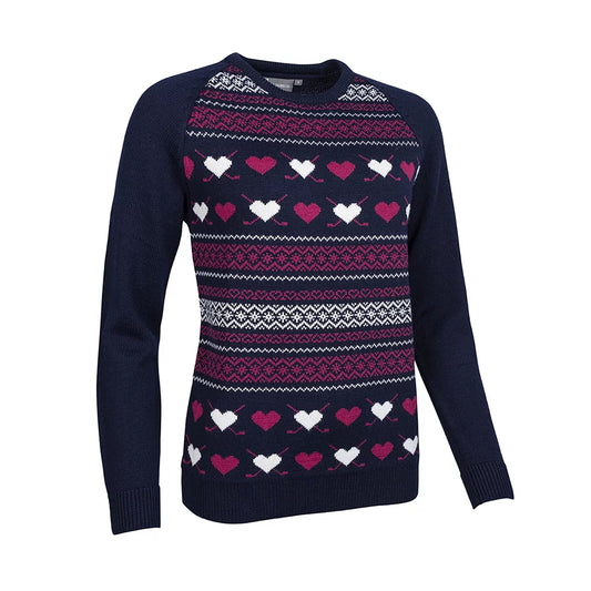 Glenmuir Ladies Merino Blend Festive Fairisle Sweater in Navy