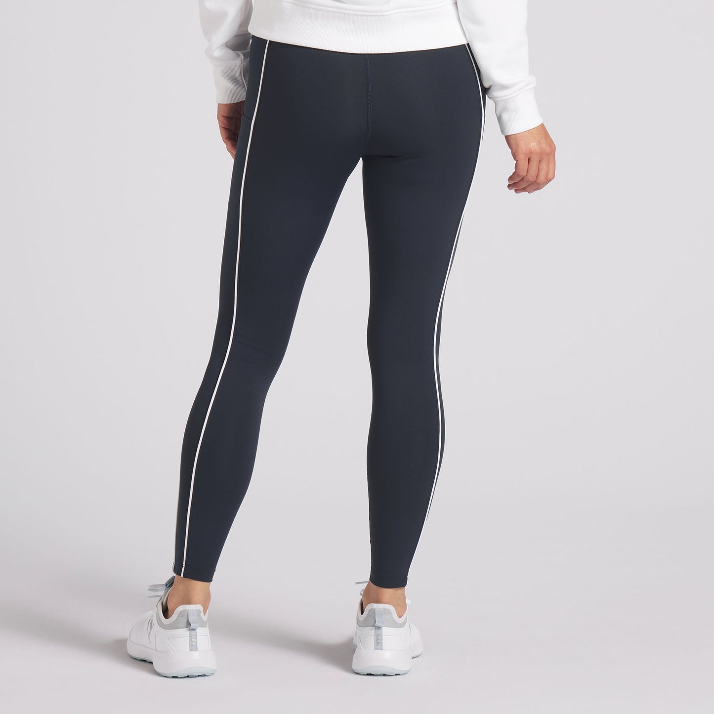 Puma Ladies You-V Leggings in Deep Navy with White Piping Detail