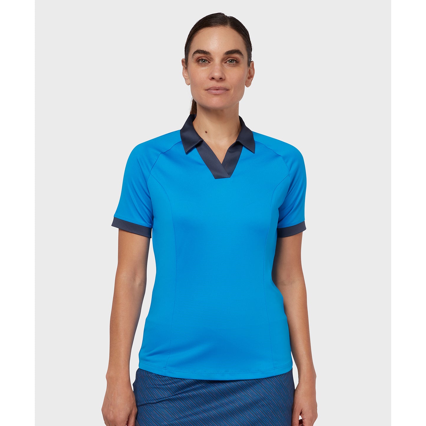 Callaway Ladies Short Sleeve Colour Block Polo Shirt in Blue Sea Star