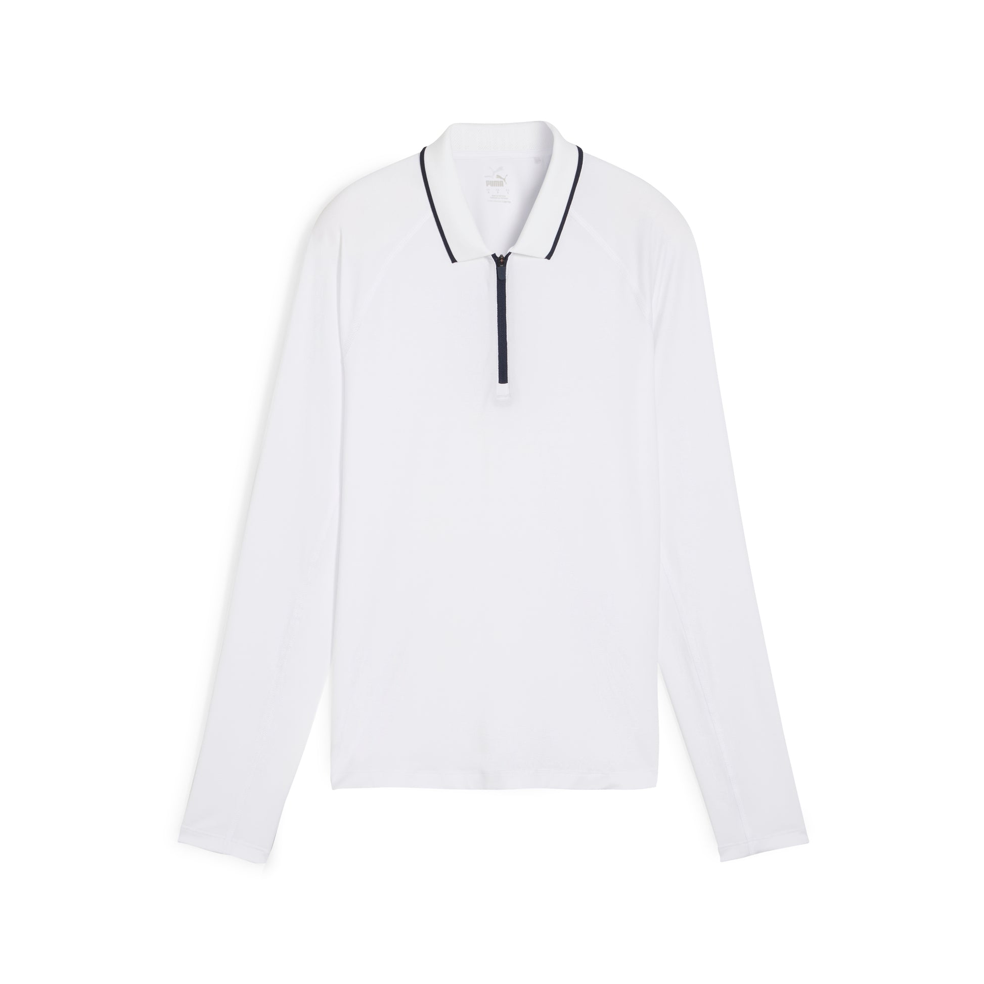 Puma Ladies You-V Long Sleeve Zip-Neck Top in White Glow with UPF 50+